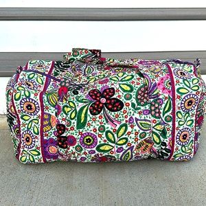 VERA BRADLEY Viva la Vera large travel zip duffle side pocket quilted floral bag